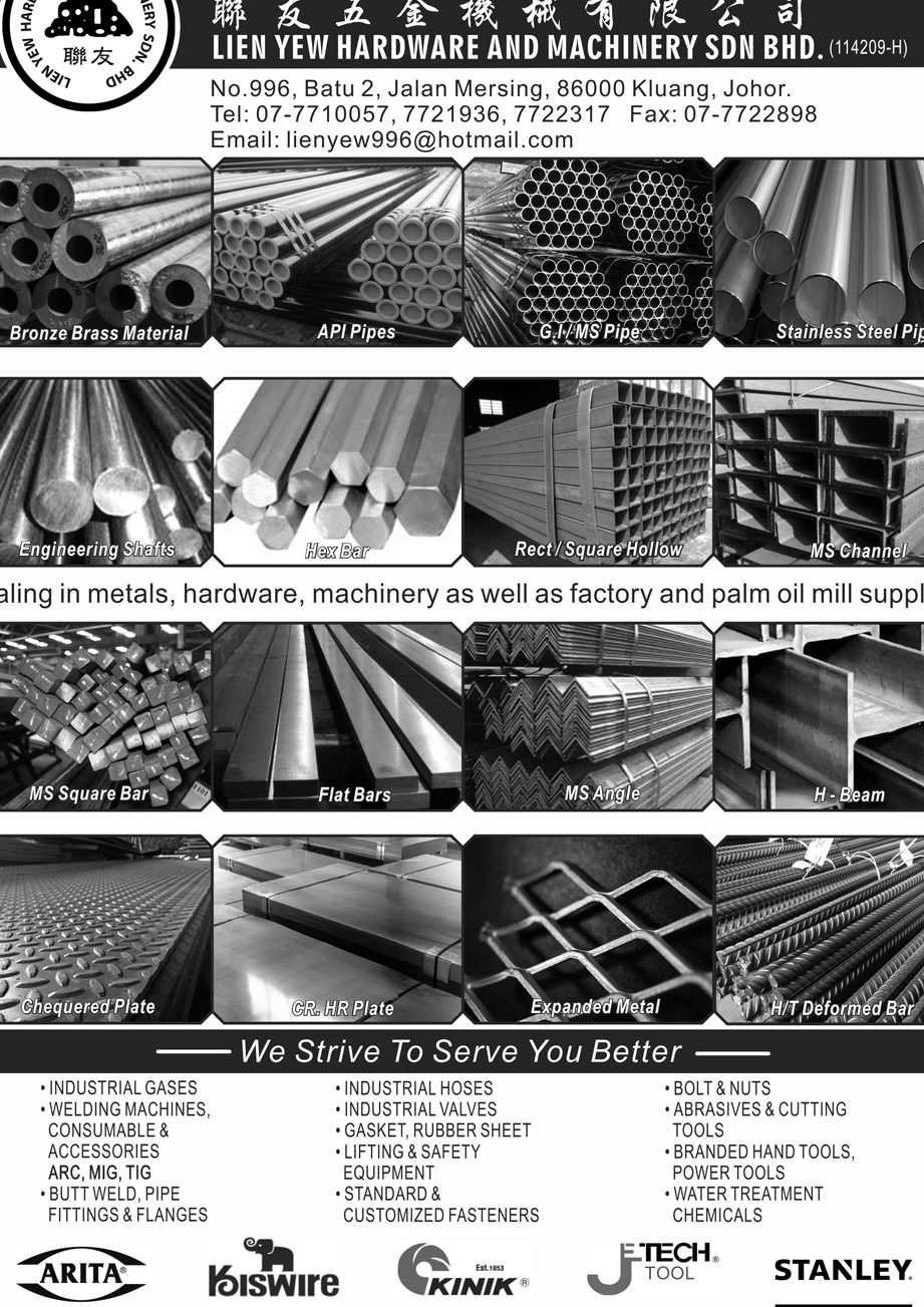 Lien Yew Hardware & Machinery SDN.BHD | Pembekal Besi Kluang | Besi Hollow | Fitting Elbow Flange | Kimpinan | BRC | Zinc